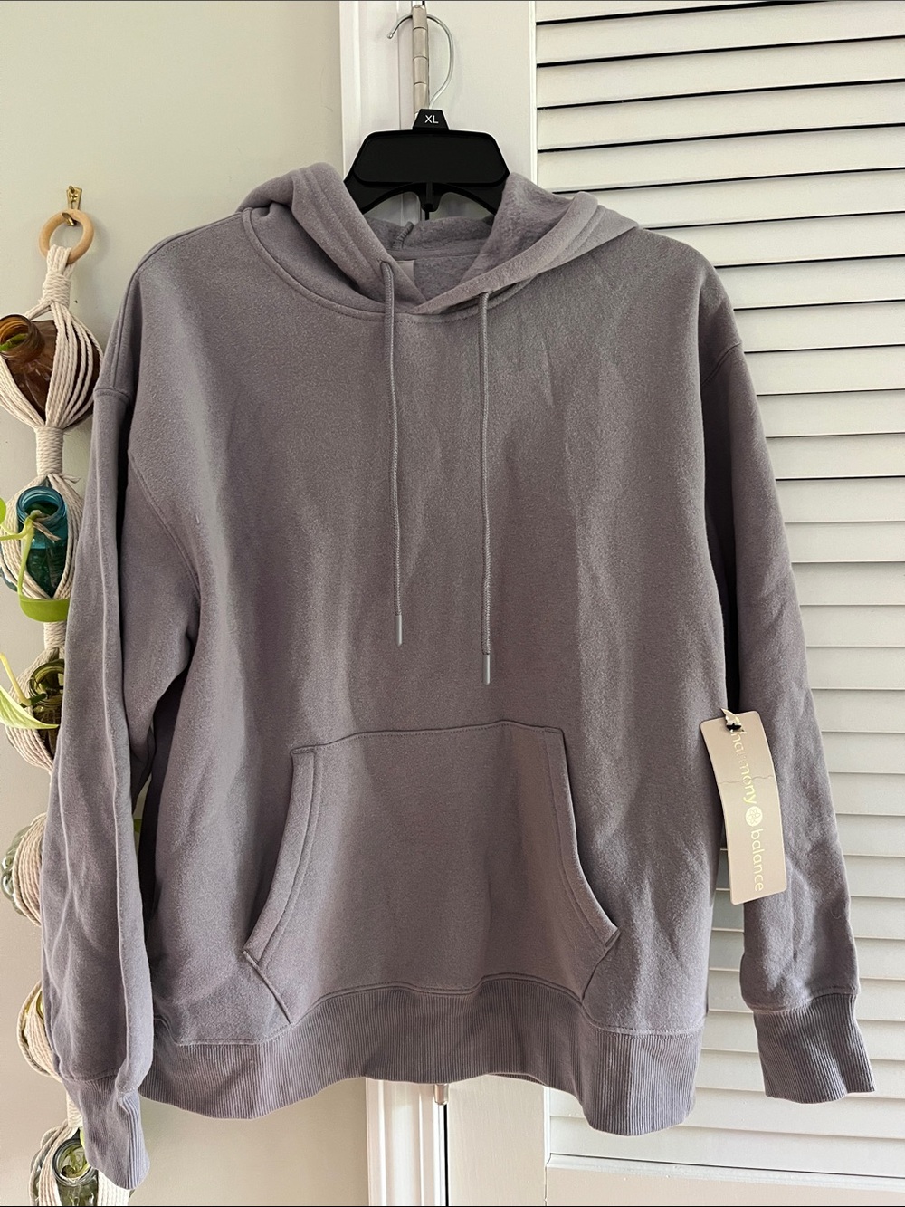 Neutral Gray Pullover Hoodie with Kangaroo Pocket
